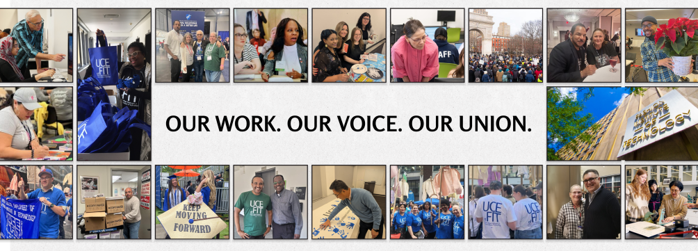 Photo Collage with Our Work. Our Voice. Our Union in the center